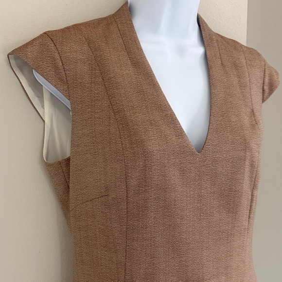 Reiss Brown V-Neck Mini Suit Dress - Picture 4 of 9